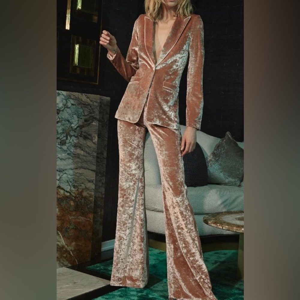 ALEXIS *Dallas* & *Domenic* 70s style pink velvet blazer jacket & pants S